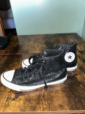 Converse Black Sequin High Top Sneakers